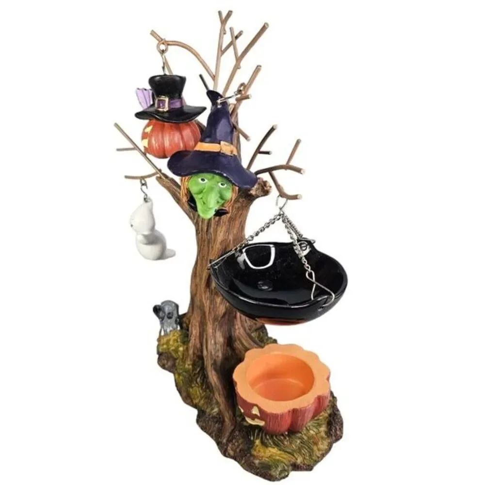 Yankee Candle Halloween Haunted Tree Tart Wax Warmer RARE Witch Ghost Bat Spooky
